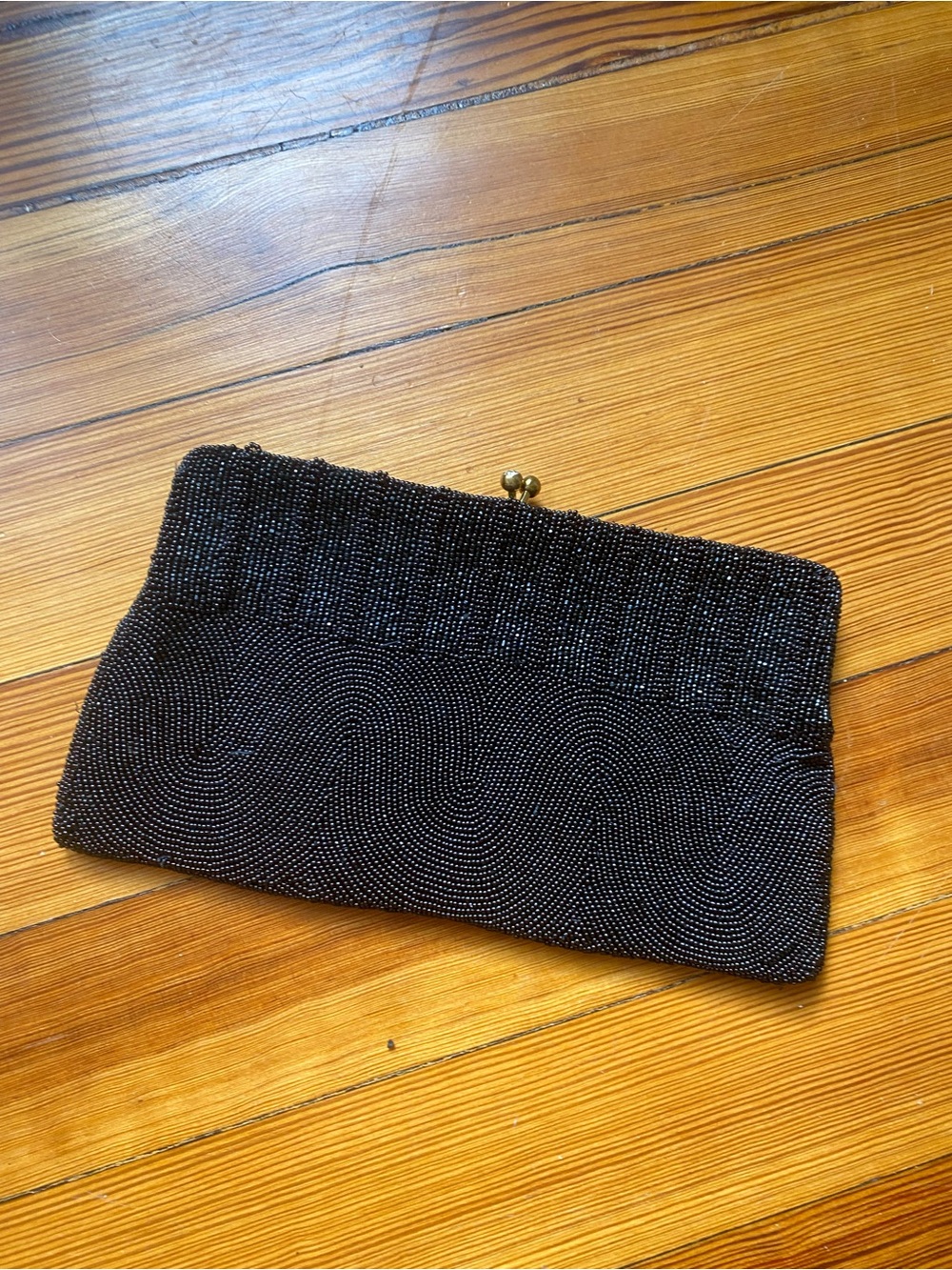 Vintage Charbet handmade in Belgium black Beaded Evening Clutch bag